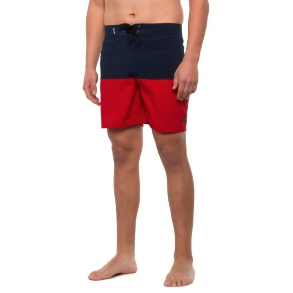 Hurley Board Shorts Mens Size 32 Blue & Red 18" Horizon BDST Stretch Shorts New‎